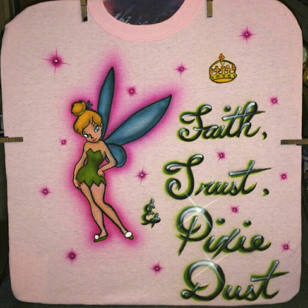 COPY - TINKERBELL Airbrushed T-shirt Custom Made KIDS